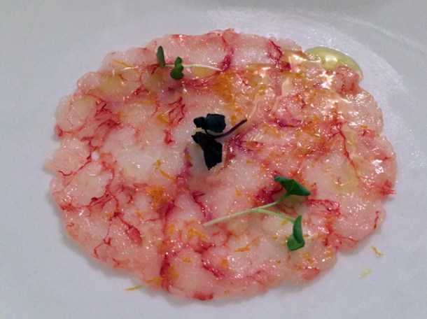 prawn carpaccio - raw fish selection at il sanlorenzo