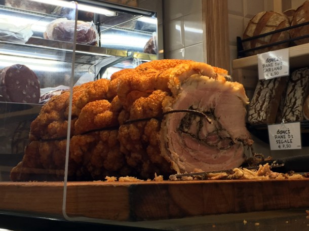 roll of porchetta at panifico bonci