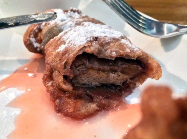 sliced deep fried mars bar at the thirsty bear