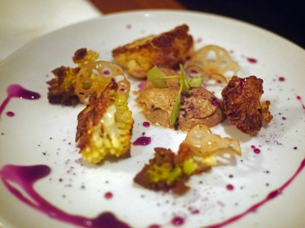 cauliflower, lotus root and mushroom cream at bo drake