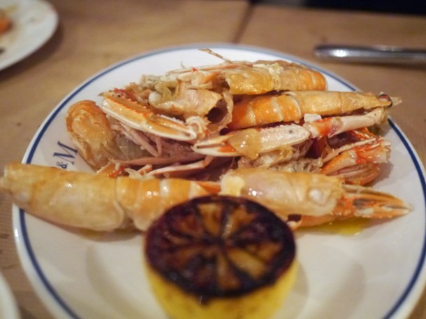 hot langoustines at rex and mariano