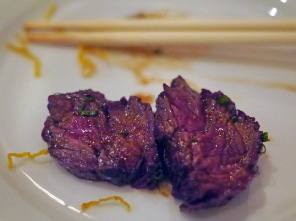 slices of onglet steak at bo drake