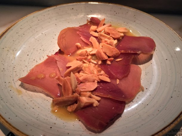 cured tuna and almonds at morada brindisa asador