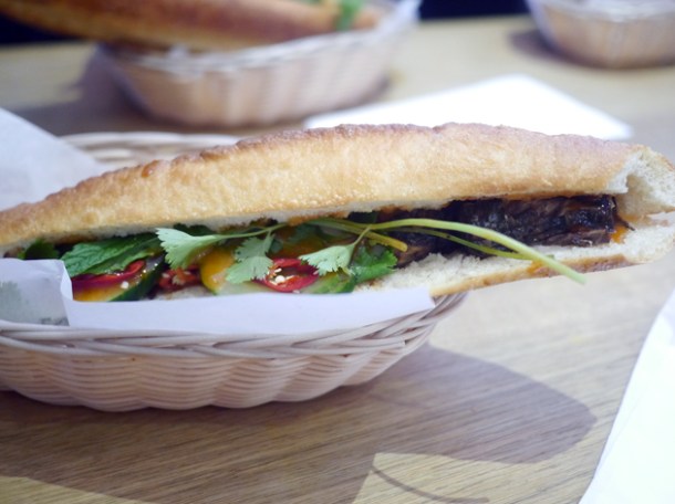 grilled pork banh mi at bun cha hoxton