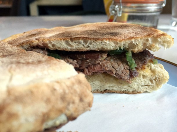 beef sandwich at taberna do mercado