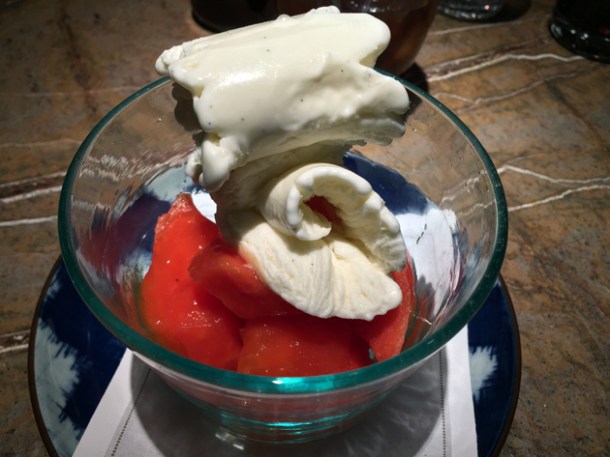 papaya and vanilla ice cream at the duck and rice