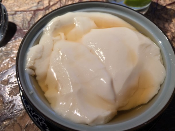warm tofu pudding with ginger syrup at the duck and rice