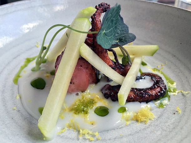 octopus with apples in almond milk at pidgin