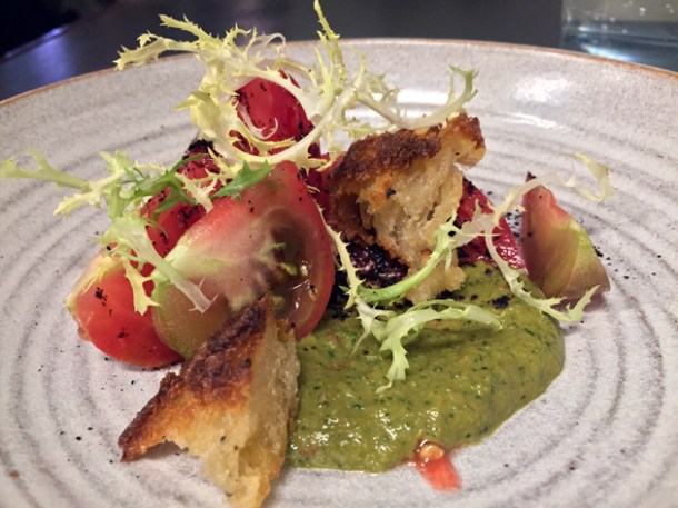 tomato and anchovy sauce panzanella at pidgin