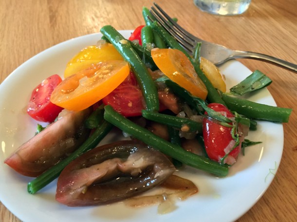 tomato and runner bean salad with bearnaise reduction at oldroyd