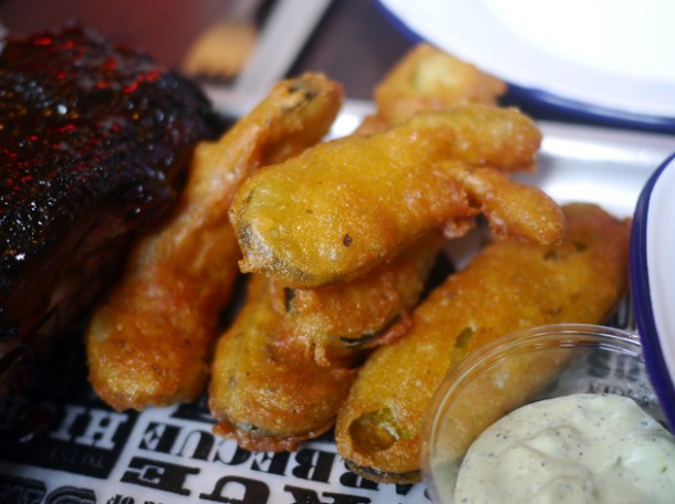 frickles deep fried pickles at red's true barbecue shoreditch