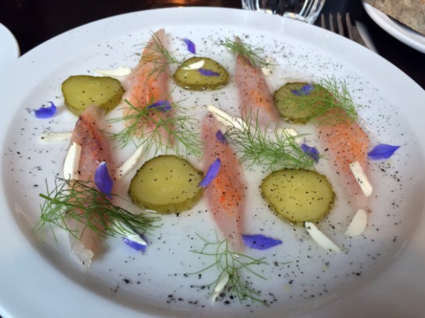 mackerel with gherkins and almonds at the newman arms