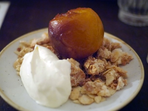 roasted peach dessert at rök