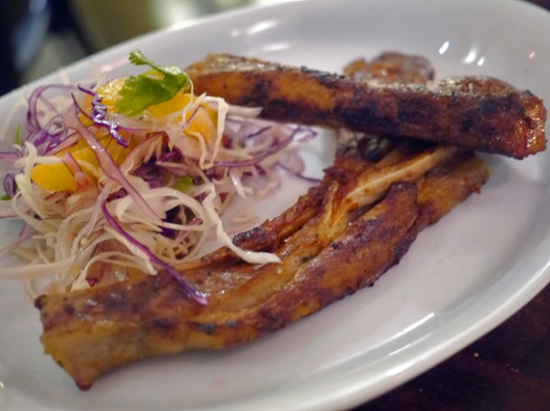 cemen lamb cutlets with cabbage, orange and coriander salad at oklava