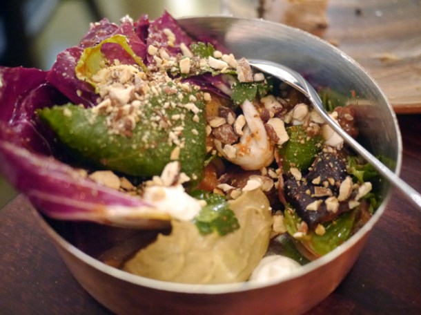 marinated and candied aubergine puree with yoghurt and almonds at oklava