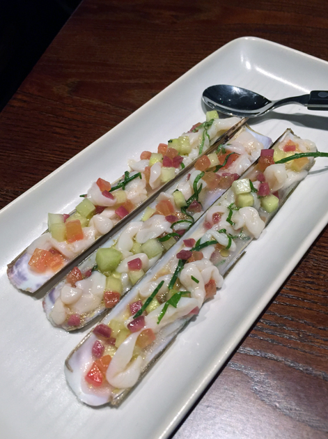 razor clam ceviche at the ninth