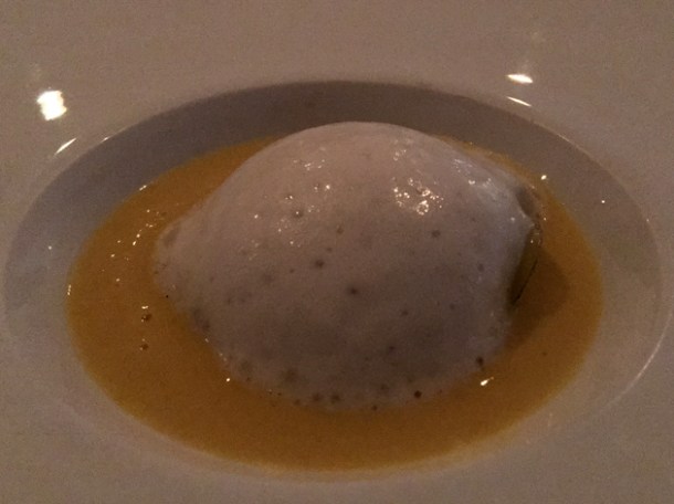 green pepper jelly with onion foam and corn cream at benazuza