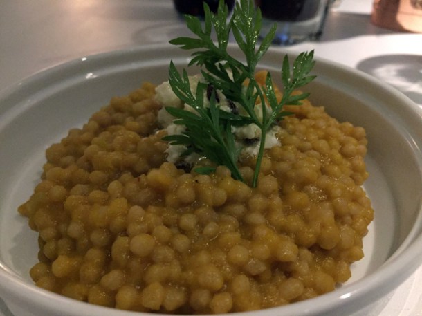 maftoul with feta at le bab