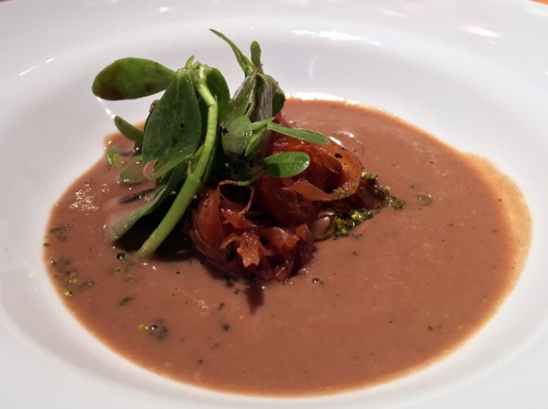 onions in mushroom sauce amuse bouche at kaah siis