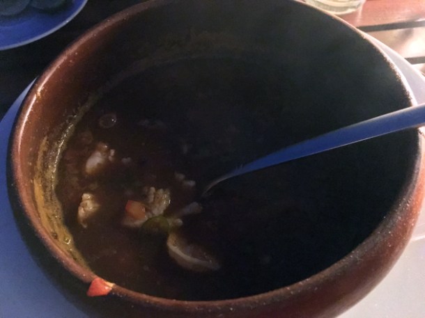 stone prawn, octopus and fish soup at casa oaxaca