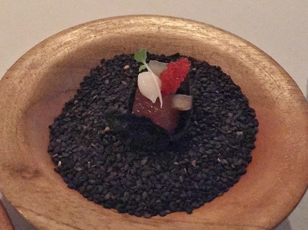 tuna wrapped in seaweed at benazuza