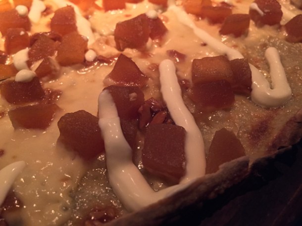 apple and calvados tarte flambee at bellanger islington