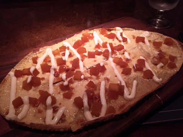 apple and calvados tarte flambee at bellanger