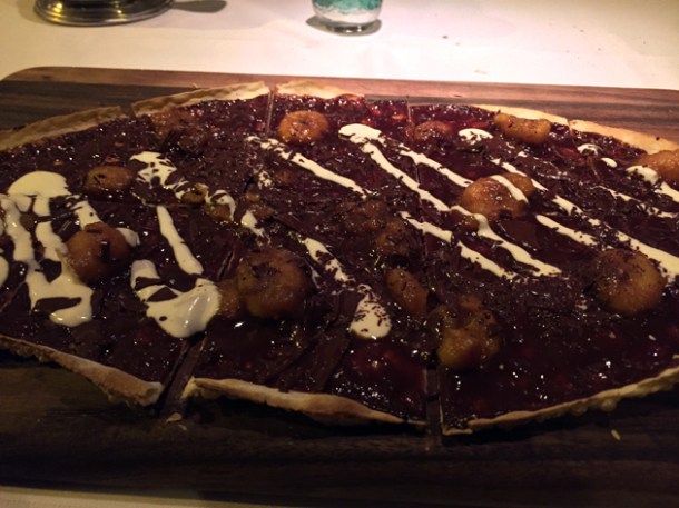 banana and chocolate tarte flambee at bellanger