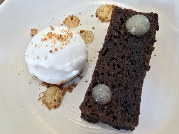 banana bread sticky toffee ginger pudding with coconut sorbet at dickie fitz