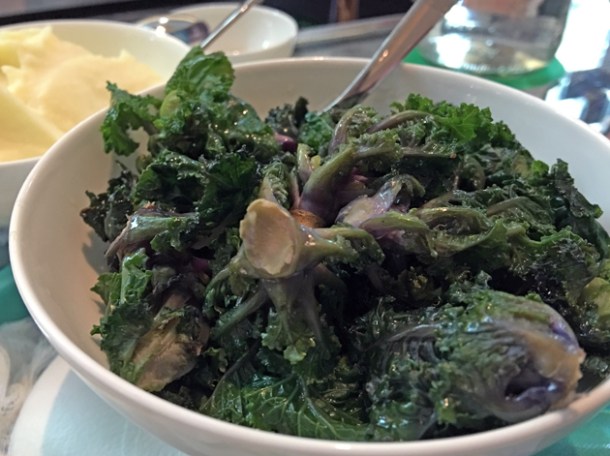 buttered kale hearts and mash at pharmacy 2 