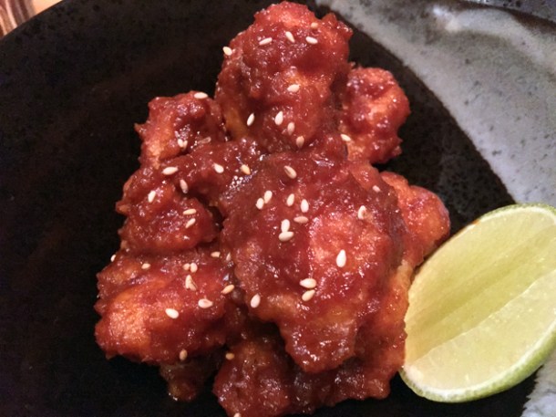chilli fried cauliflower at yumi izakaya
