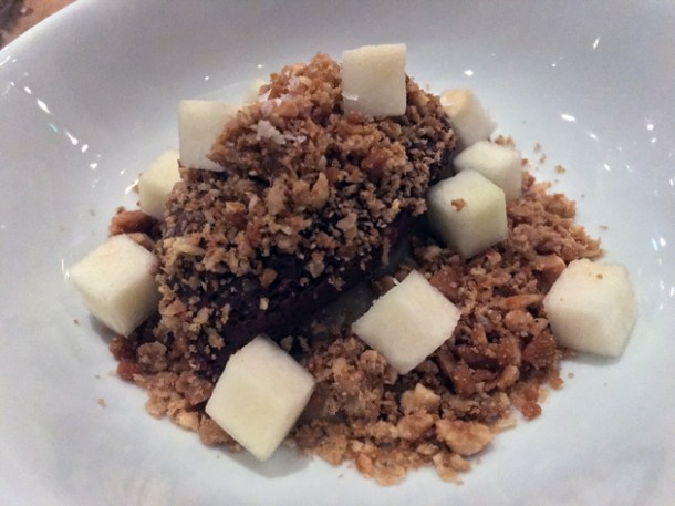 hazelnut crumble and chocolate mousse at pitt cue devonshire square