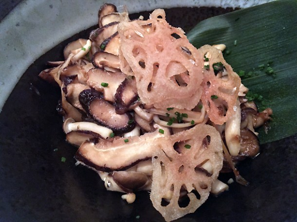 mushroom salad at yumi izakaya
