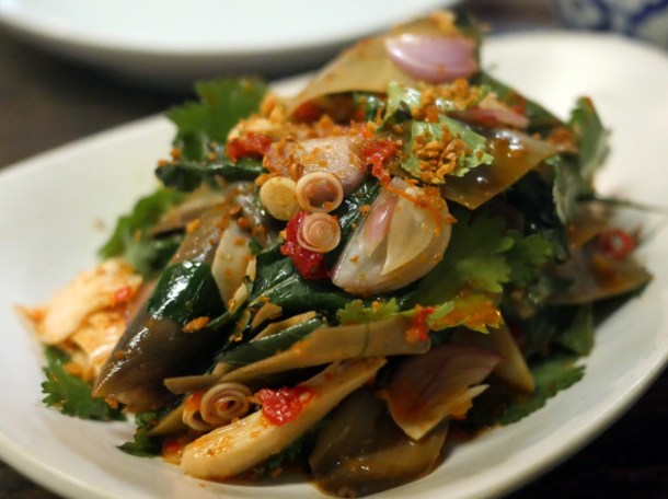 chicken and banana flower salad at som saa