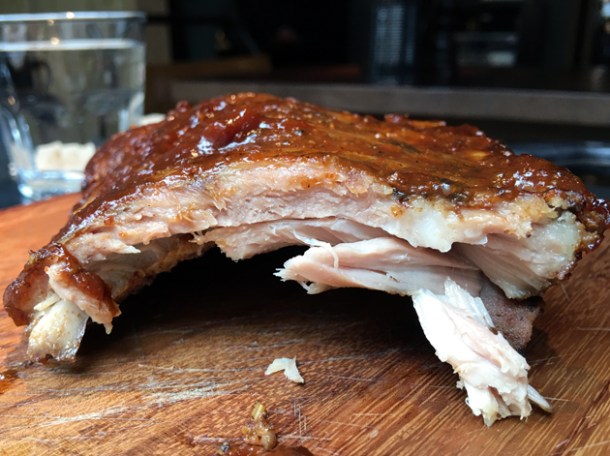 half rack of baby back ribs at bukowski grill soho