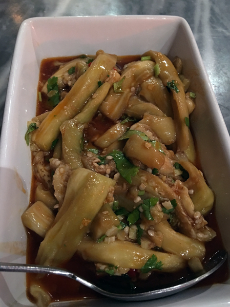 hand torn aubergine at the sichuan