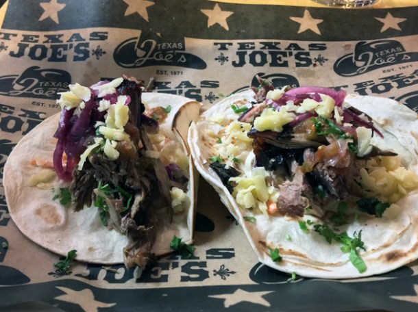 mutton tacos at texas joe's smoked meats