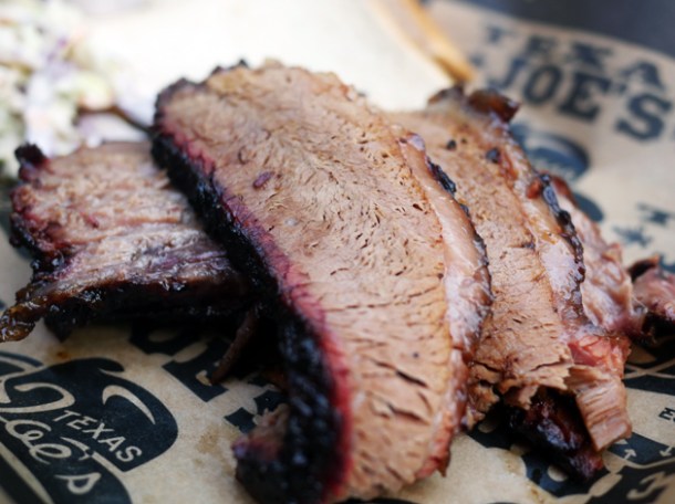 smoked beef brisket at texas joe's smoked meats