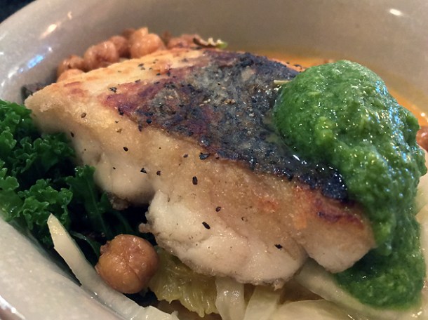 hake and chickpeas at foley's fitzrovia