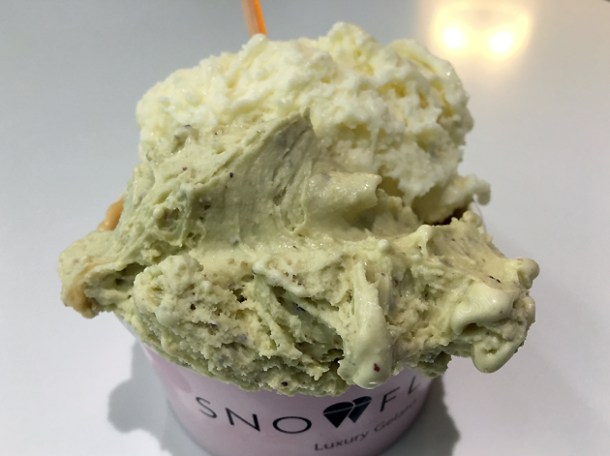 pistachio gelato at snowflake