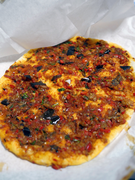 aubergine and feta lahmacun from pide oven