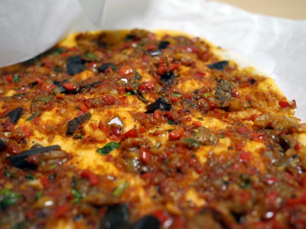 eggplant and feta lahmacun from pide oven