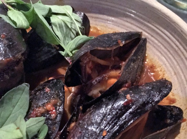 sour yellow curry of mussels at kiln