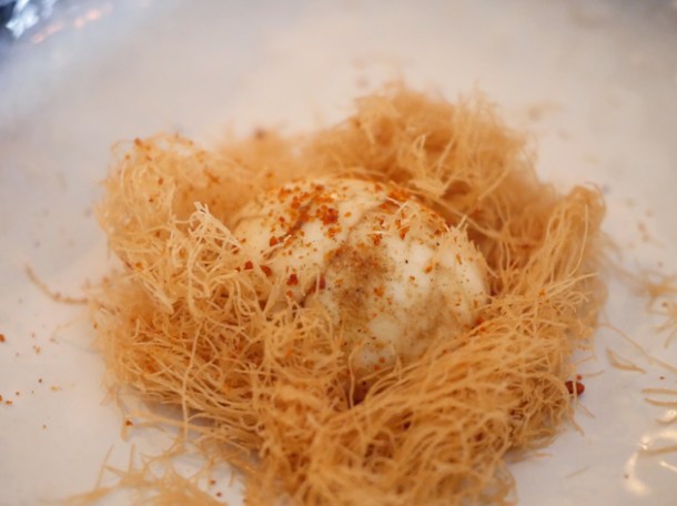 tea egg with filo pastry at a wong
