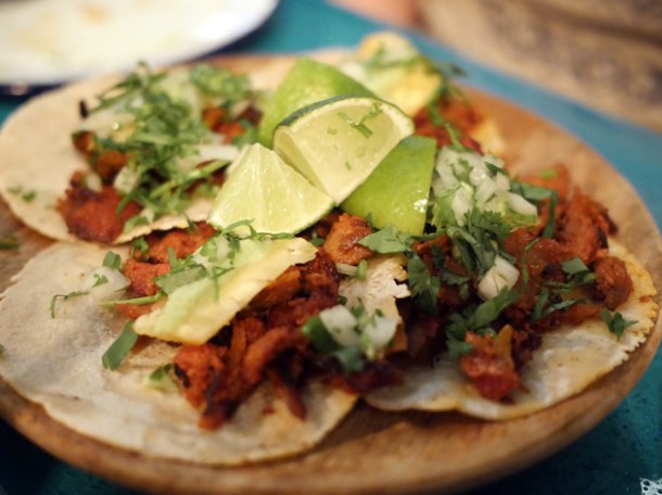 al pastor pork tacos at el pastor