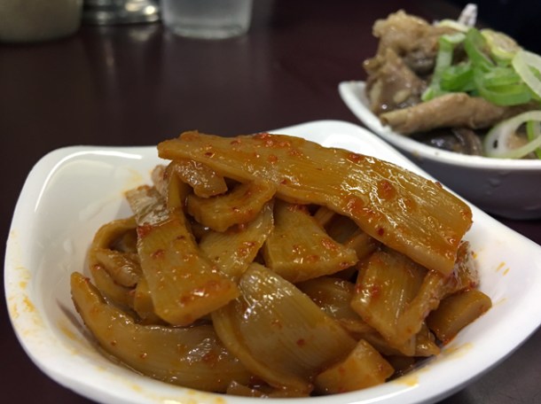 bamboo shoots at hakata nagahama ramen miyoshi