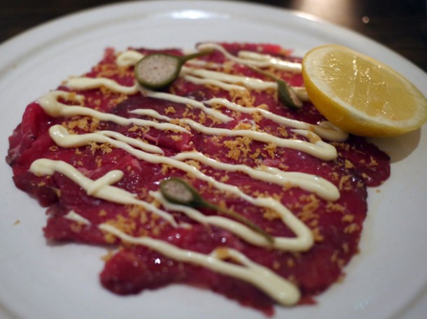 beef carpaccio at luca