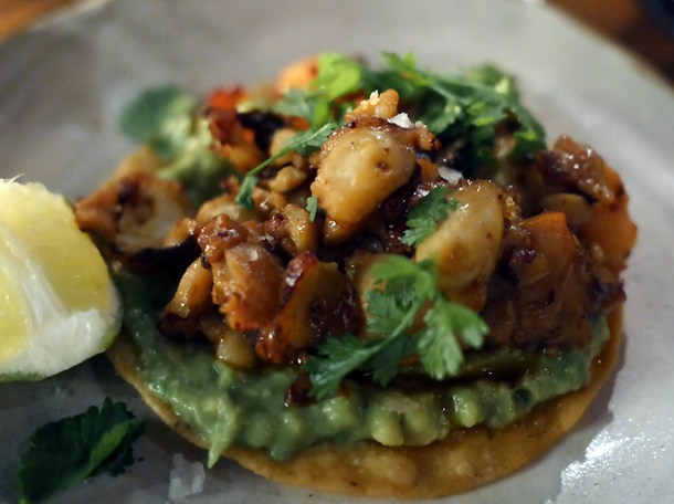 octopus tostada at breddos tacos clerkenwell