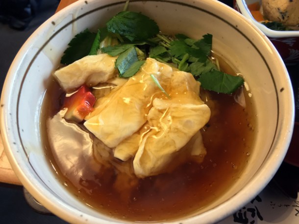 yuba ankake with rice at sagatoufuine