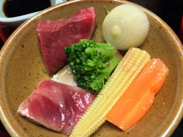 beef and vegetables at hotel nakanoshima wakayama